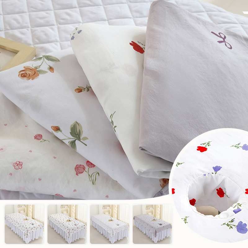 Spa Wellness And Beauty - Printed Face Hole Massage Table Sheet
