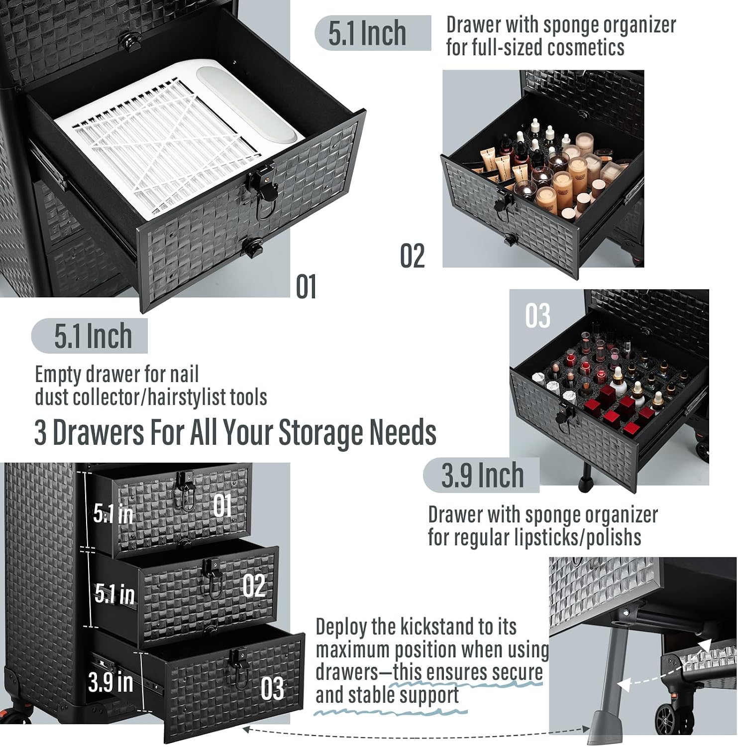 Rolling Salon Cart with 3 Draw - огляд і ціна Spa & Wellness Earth City Москва Шелепиха